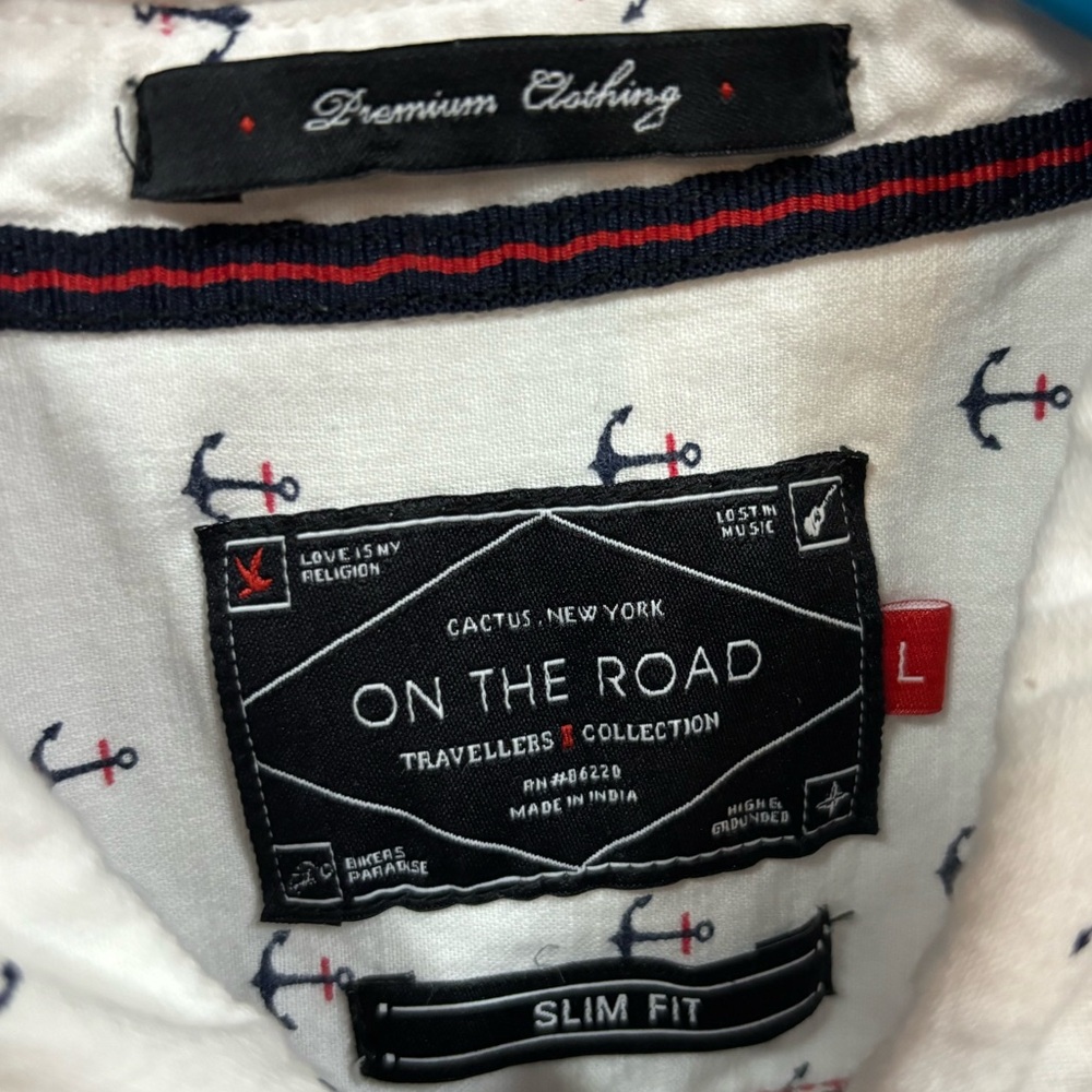 On The Road Anchor Button-Up Shirt Men’s Large Slim Fit - Picture 2 of 7
